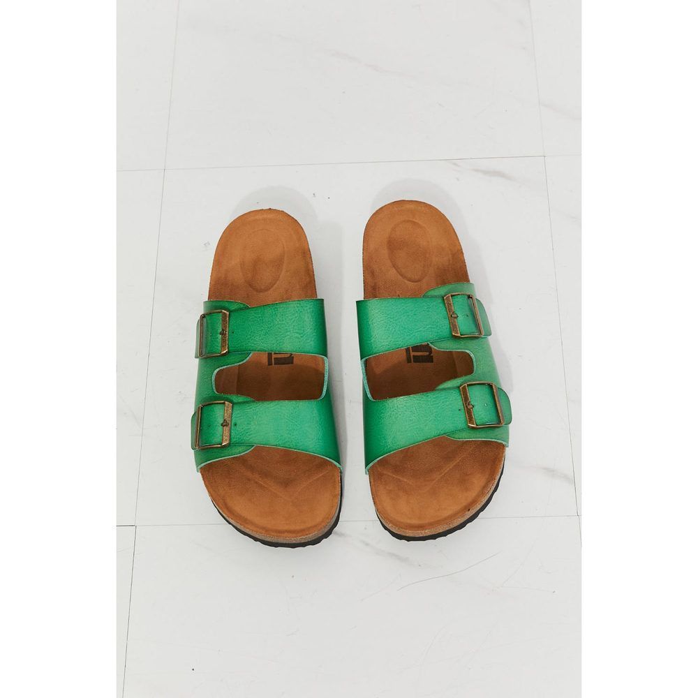 Mmshoes Feeling Alive Double Banded Slide Sandals in Mid Green - Picture 4 of 6
